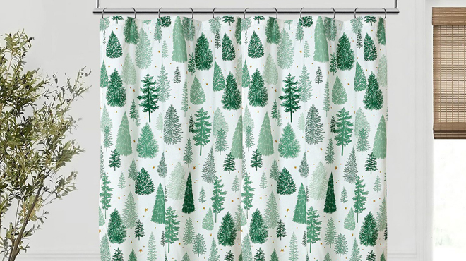 St Nicholas Square Pine Tree Pattern Shower Curtain