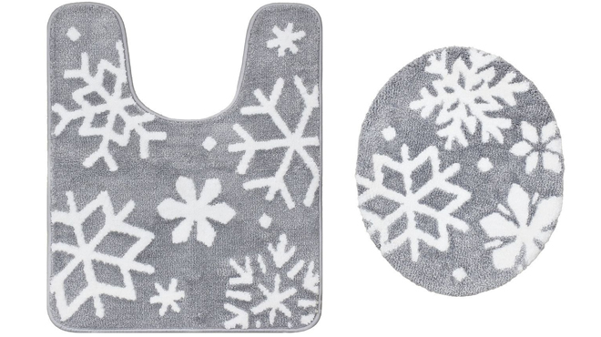 St Nicholas Square Snowflake Lid and Contour Bath Rug Set