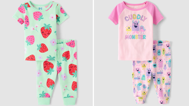 The Childrens Place Baby And Toddler Girls Strawberry Snug Fit Cotton Pajamas and Baby And Toddler Girls Cuddly Monster Snug Fit Cotton Pajamas The Childrens Place Baby And Toddler Girls Strawberry Snug Fit Cotton Pajamas and Baby And Toddler Girls Cuddly Monster Snug Fit Cotton Pajamas
