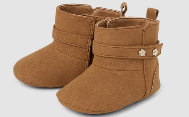 The Childrens Place Baby Girls Flower Stud Booties