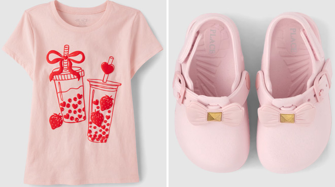 The Childrens Place Girls Valentines Day Boba Love Graphic Tee