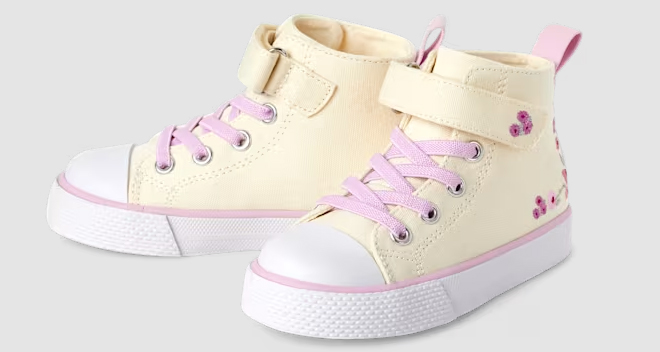 The Childrens Place Toddler Girls Embroidered Floral High Top Sneakers
