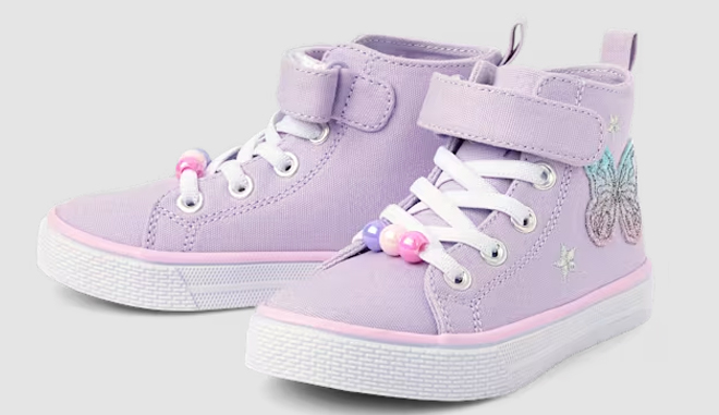 The Childrens Place Toddler Girls Holographic Butterfly High Top Sneakers