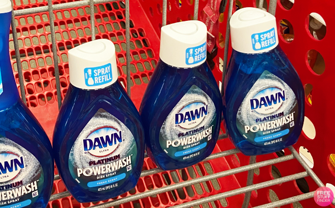 Three Bottles of Dawn Powerwash Dish Spray Refill in Cart