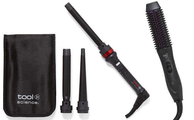 Tool Science Curl 3 HD Curling Iron and ion Travel Straightening Brush Iron