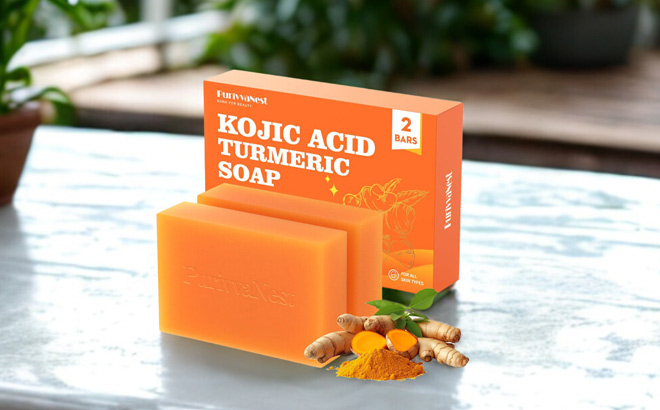 Turmeric Soap Bar on a Table
