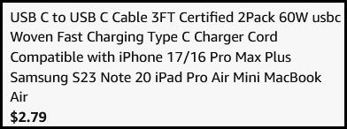 USB C Cable 2 Pack Checkout USB C Cable 2 Pack Checkout