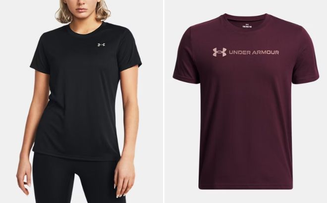Under Armour Tech Womens Short Sleeve and Logo Wordmark Boys Short Sleeve