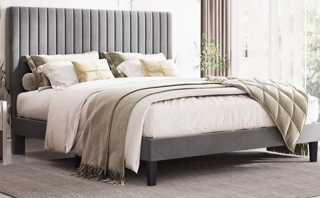 Upholstered Platform Bed with Adjustable Headboard Upholstered Platform Bed with Adjustable Headboard