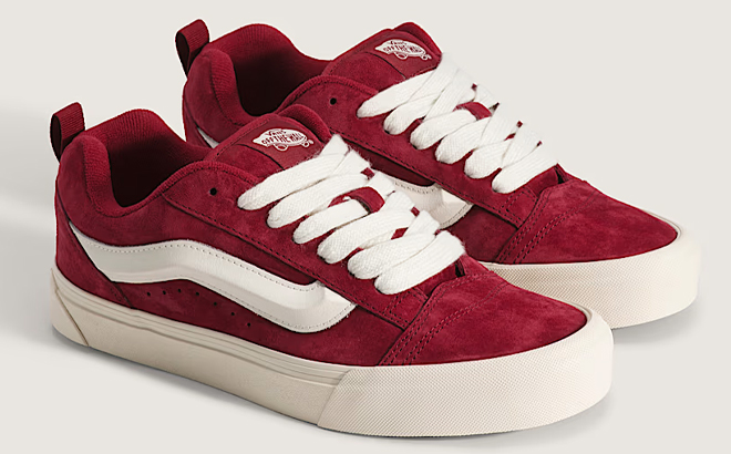 VANS Knu Skool Shoes in Bordeaux Red VANS Knu Skool Shoes in Bordeaux Red