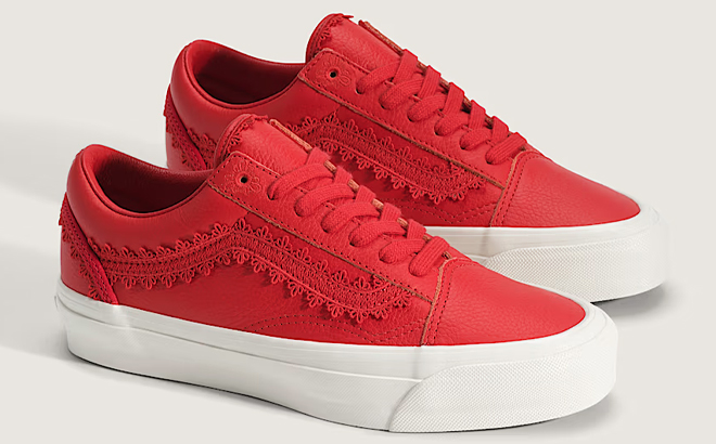 VANS Premium Old Skool Shoes in Racing Red VANS Premium Old Skool Shoes in Racing Red
