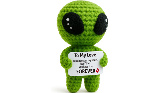 Valentines Day Handmade Crochet Alien