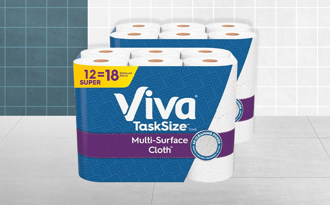 Viva Multi Surface Cloth Paper Towels 2 Packs on Table