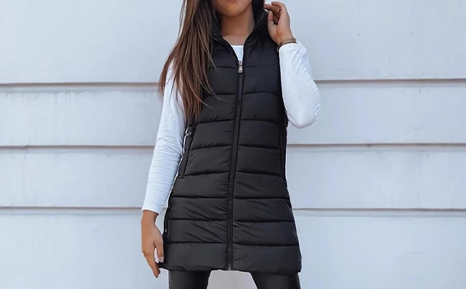 Womens Long Winter Puffer Vest