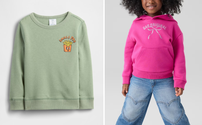 babyGap Crewneck Sweatshirt and Relaxed Logo Graphic Hoodie