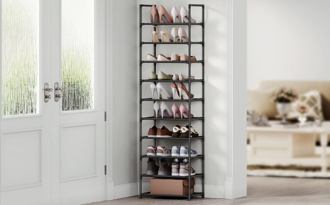 10 Tier Narrow Shoe Rack