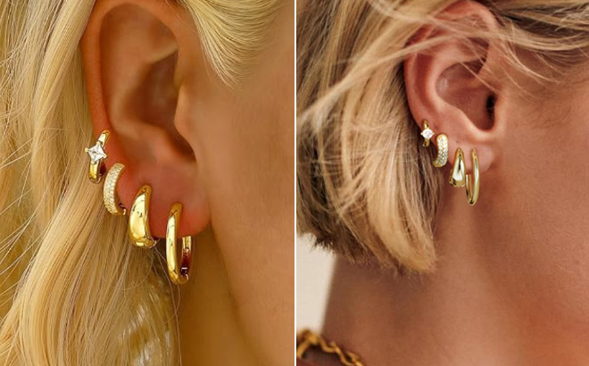 14K Gold Earrings Set