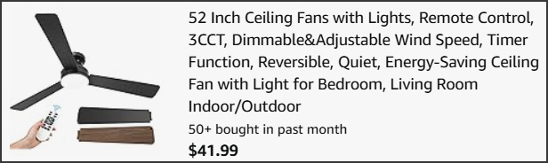 52 Inch Ceiling Fans 3 Piece with Lights at Checkout 52 Inch Ceiling Fans 3 Piece with Lights at Checkout