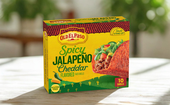 A Box of Old El Paso Spicy Jalapeno Cheddar Taco Shells