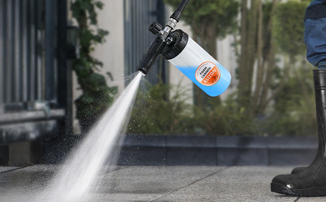 A Person Using AstroAI Foam Cannon for Pressure Washer