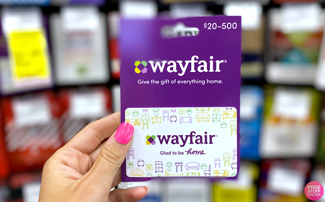 A Woman Holding Wayfair Gift Card A Woman Holding Wayfair Gift Card
