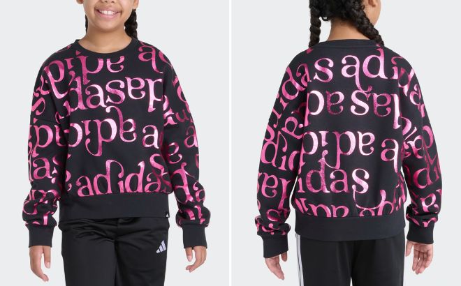 Adidas Girls Foil Aop Crew Neck Pullover Adidas Girls Foil Aop Crew Neck Pullover