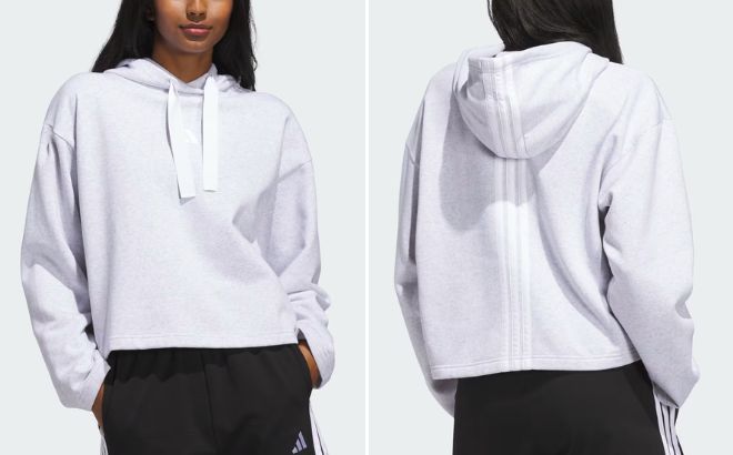 Adidas Womens Fleece 3 Stripe Hoodie Adidas Womens Fleece 3 Stripe Hoodie