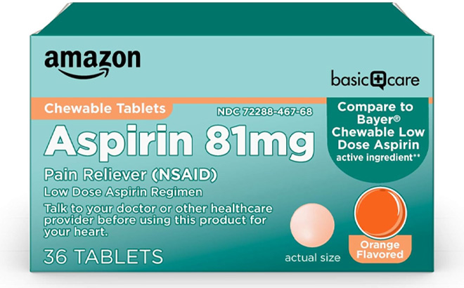 Amazon Basic Care Low Dose Aspirin 81 mg Chewable Tablets Amazon Basic Care Low Dose Aspirin 81 mg Chewable Tablets