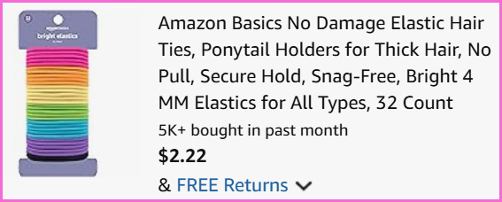 Amazon Basics Elastic Hair Ties 32 Pack at Checkout Amazon Basics Elastic Hair Ties 32 Pack at Checkout