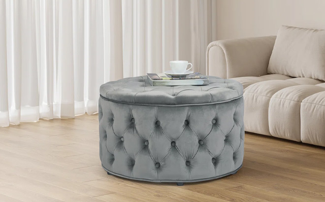 Amram Tufted Round Storage Ottoman