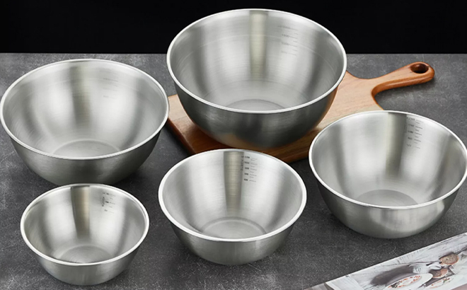 Art Cook 5 Piece Nesting Stainless Steel Bowl Set