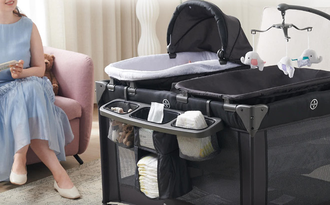 Baby Playard with Bassinet and Changing Table