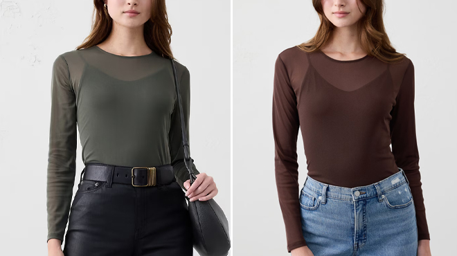 Banana Republic Factory Mesh Crew Neck Tops