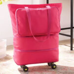 Brightroom Collapsible Rolling Tote in Rose Pink