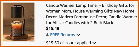 Candle Warmer Lamp Timer at Checkout