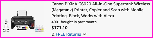 Canon PIXMA G6020 Wireless Printer Checkout Screen