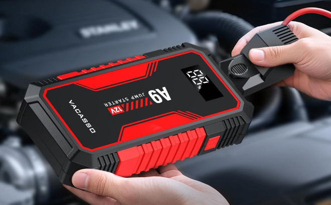 Car Battery Jump Starter in Use Car Battery Jump Starter in Use