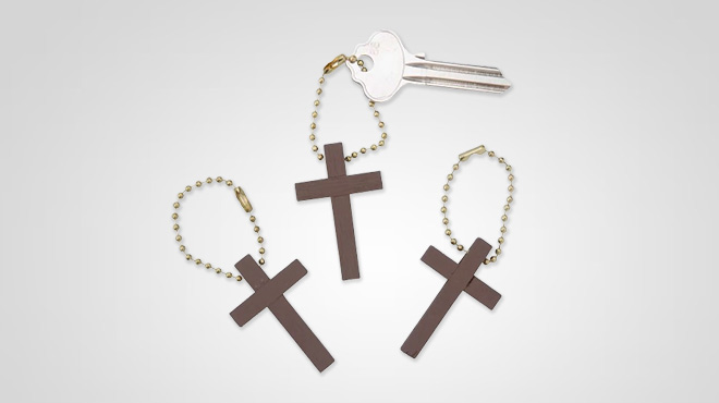 Classic Wood Cross Keychains with Metal Chain Classic Wood Cross Keychains with Metal Chain