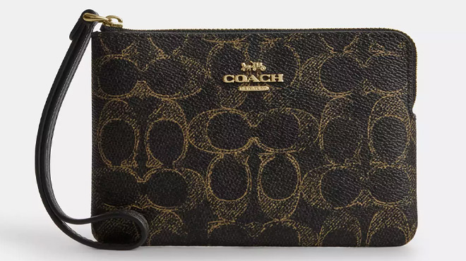 Coach Outlet Corner Zip Wristlet In Loved Signature Canvas Coach Outlet Corner Zip Wristlet In Loved Signature Canvas
