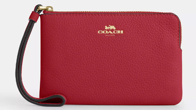 Coach Outlet Corner Zip Wristlet in True Red Coach Outlet Corner Zip Wristlet in True Red