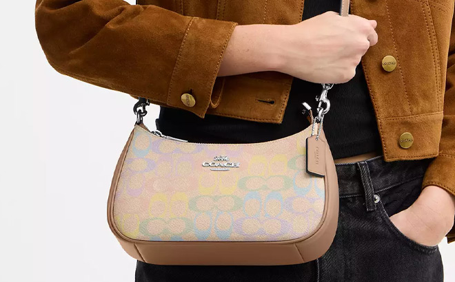 Coach Outlet Teri Shoulder Bag In Rainbow Signature Canvas