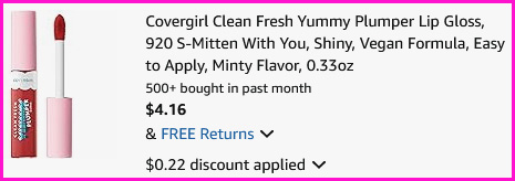 CoverGirl Lip Gloss Checkout Screen CoverGirl Lip Gloss Checkout Screen