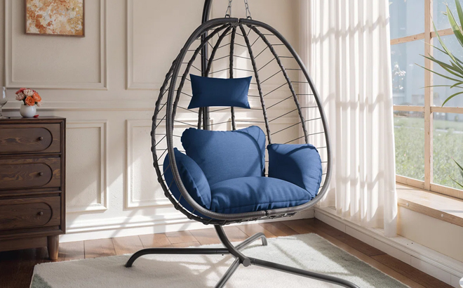 Dakota Fields Kirstien Hanging Egg Chair with Waterproof Cushions Dakota Fields Kirstien Hanging Egg Chair with Waterproof Cushions