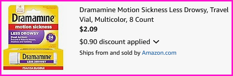 Dramamine Tablets Checkout Screen