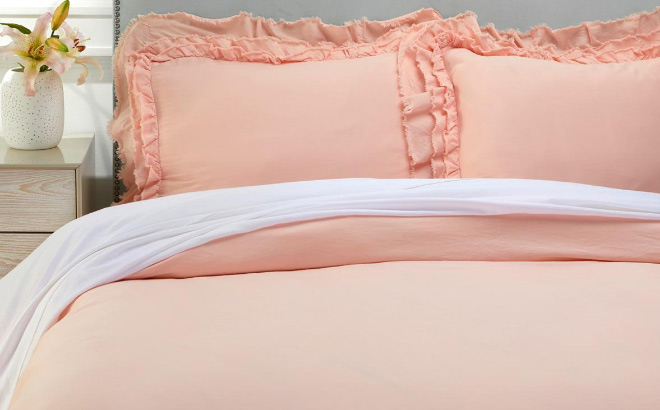 Emryn House Stonewash Ruffle Duvet Cover Set