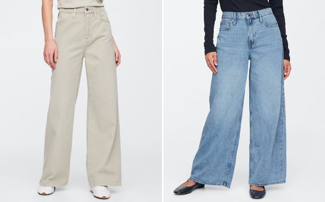 GAP Factory High Rise Wide Leg Jeans and Mid Rise SuperSoft Baggy Jeans GAP Factory High Rise Wide Leg Jeans and Mid Rise SuperSoft Baggy Jeans