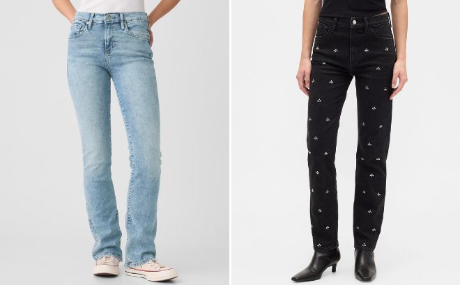 GAP Factory Mid Rise Baby Boot Jeans and High Rise 90s Original Straight Jeans GAP Factory Mid Rise Baby Boot Jeans and High Rise 90s Original Straight Jeans