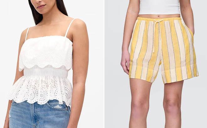 GAP Poplin Eyelet Ruffle Top
