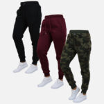 Galaxy by Harvic Womens Jogger Sweatpants 3 Pack in Classic Black Burgundy Woodland