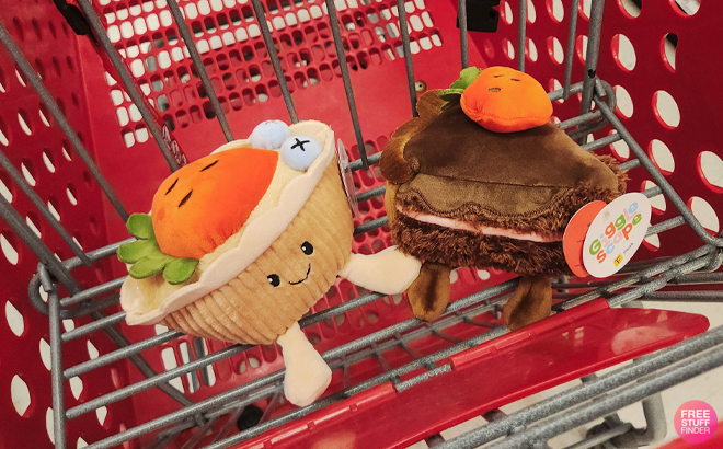 Gigglescape Fruit Tart Plush and Chocolate Cake Plush in Target Cart